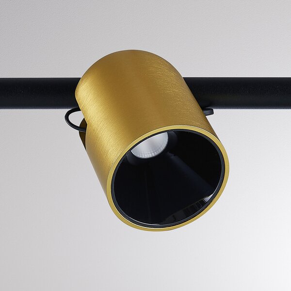 Molto Luce Lampă suspendată Nuun PD, negru/galben, aluminiu, 4 becuri., reglabil, Negru, Camera de zi / sufragerie, Aluminiu, Modern