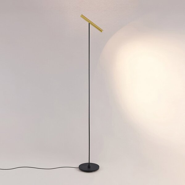 Molto Luce Lampadar LED Meyjo F, negru/color auriu, aluminiu, reglabil, Negru, Camera de zi / sufragerie, Aluminiu, Modern