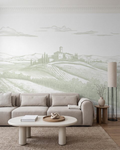 Tapet Toscana peisaje, Italia, podgorii, natura, castel vechi, culori verzi, Fototapet Provence, w03349v2 : Uwalls.ro
