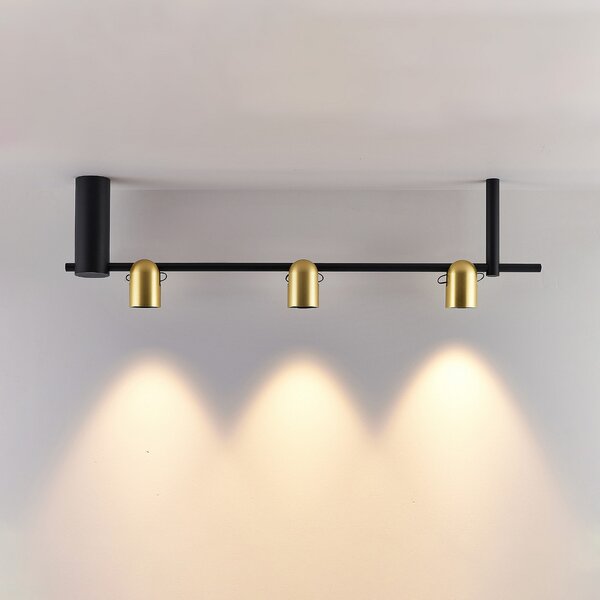 Molto Luce Lampă suspendată Nuun SD, negru / auriu, 3 becuri., reglabil, Negru, Camera de zi / sufragerie, Aluminiu, Modern