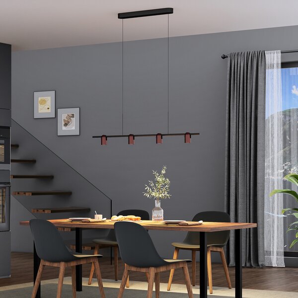 Molto Luce Lampă suspendată Nuun PD, negru/cafea, 4 becuri., reglabil, Negru, Camera de zi / sufragerie, Aluminiu, Modern