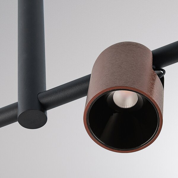 Molto Luce Lampă suspendată Nuun SD, negru/cafea, 3 becuri., reglabil, Negru, Camera de zi / sufragerie, Aluminiu, Modern