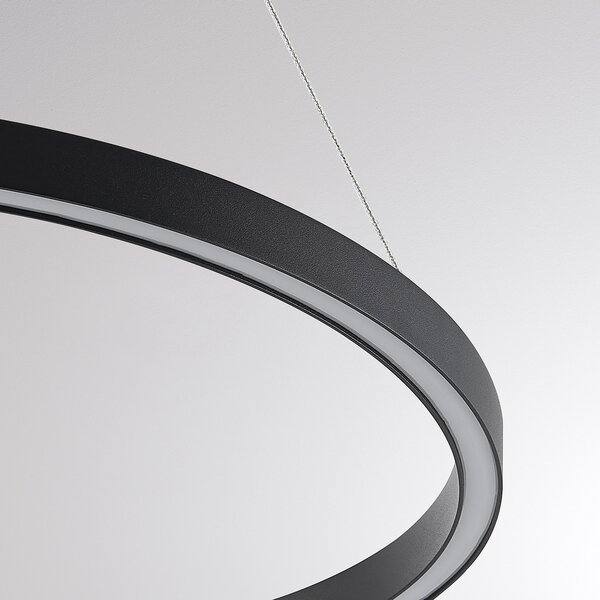 Molto Luce Lampă suspendată LED Perfora, negru, Ø 60 cm, aluminiu, reglabil, Negru, Camera de zi / sufragerie, Aluminiu, Modern