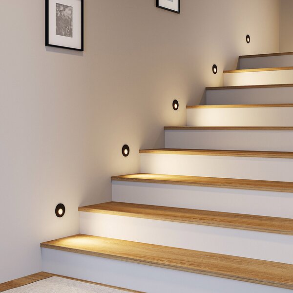 Molto Luce LED lampă încastrată Wall 68R RD, aluminiu, negru, CCT, reglabil, Negru, Hol, Aluminiu, Modern, Perete încastrat