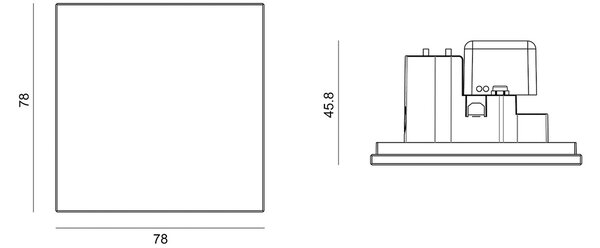 Molto Luce LED lampă încastrată perete R68 sticlă IP44 SQ, negru, reglabil, Negru, Hol, Aluminiu, Modern, Perete încastrat