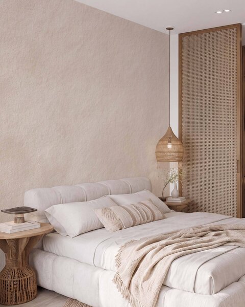 Tapet Fundal bej deschis în stil tencuială decorativă, stil minimalist, textură de piatră, Imagini de fundal unice, w09800 : Uwalls.ro