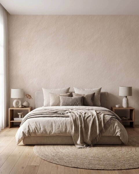Tapet Fundal bej deschis în stil tencuială decorativă, stil minimalist, textură de piatră, Imagini de fundal unice, w09800 : Uwalls.ro