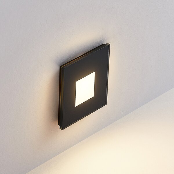 Molto Luce LED lampă încastrată perete R68 sticlă IP44 SQ, negru, reglabil, Negru, Hol, Aluminiu, Modern, Perete încastrat