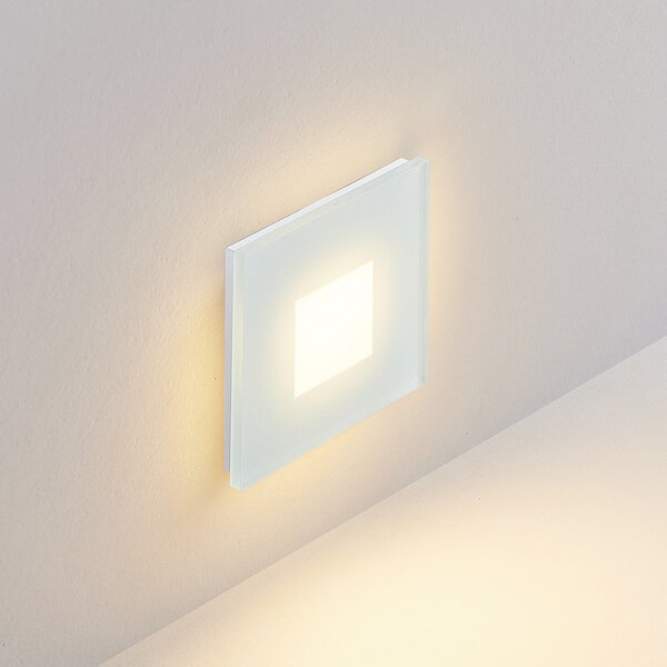 Molto Luce LED lampă încastrată perete R68 sticlă IP44 SQ, alb, CCT, reglabil, Alb, Hol, Aluminiu, Modern, Perete încastrat