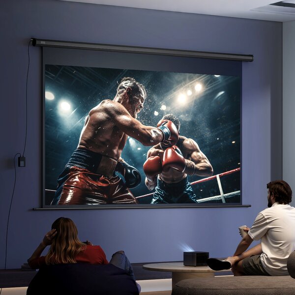 HOMCOM Ecran de proiecție motorizat 120 inch, 16:9 4K HD, montaj pe perete sau tavan cu telecomandă, 297x8x183cm | Aosom Romania