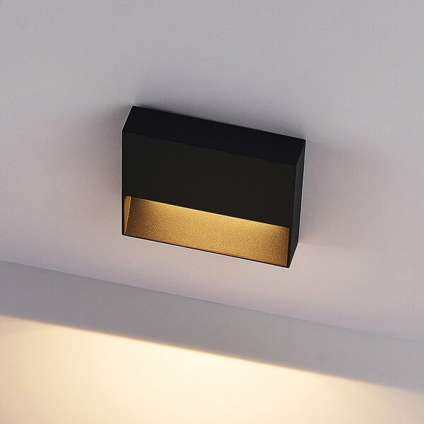 Molto Luce Lampa de perete pentru exterior cu LED Cado, lățime 14 cm, negru, Negru, Aluminiu, Modern, Soclu de perete jos