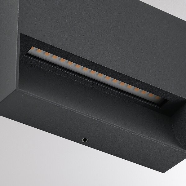Molto Luce Lampa de perete pentru exterior cu LED Cado, lățime 14 cm, negru, Negru, Aluminiu, Modern, Soclu de perete jos