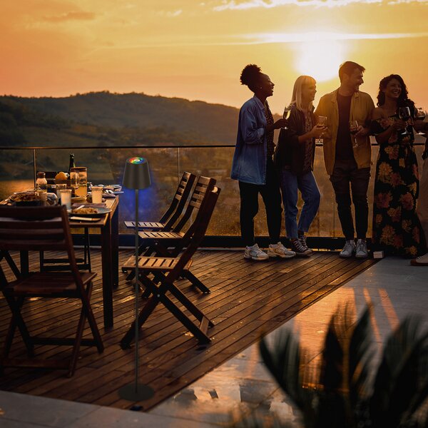 Briloner Lampadar LED Coloris, negru, RGB, dimabil, IP44, USB, reglabil, Negru, Camera de zi / sufragerie, Metal, Modern