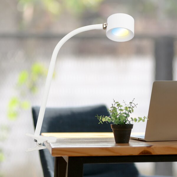 Briloner LED reîncărcabilă clemă de lumină Tari, alb, CCT, touch dimmer, USB, reglabil, Alb, Studiu / Birou, Metal, Modern, Lumină de lectură