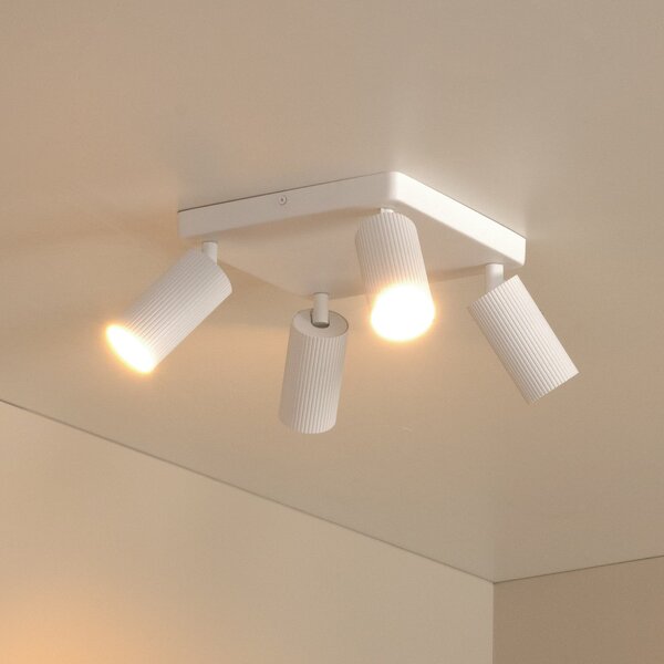 Lucide Spot de plafon Clubs, alb, 4 becuri, GU10, aluminiu, reglabil, Alb, Camera de zi / sufragerie, Aluminiu, Modern