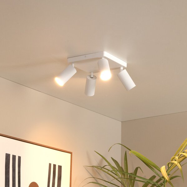 Lucide Spot de plafon Clubs, alb, 4 becuri, GU10, aluminiu, reglabil, Alb, Camera de zi / sufragerie, Aluminiu, Modern
