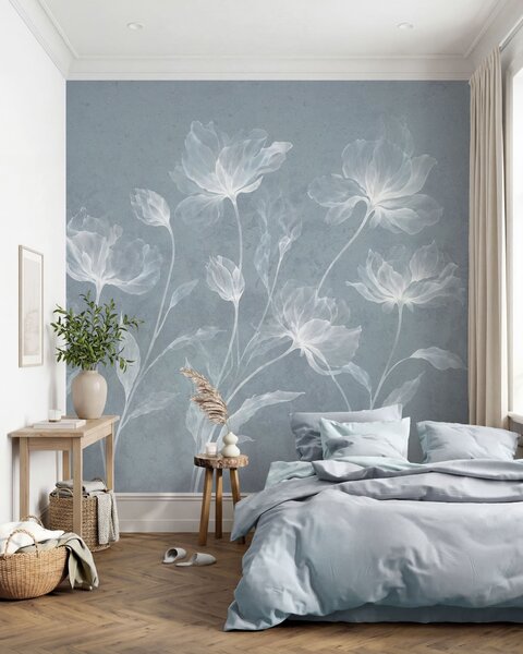Tapet Flori elegante și aerisite, cu petale translucide dispuse în straturi, pe tulpini lungi și delicate, Fototapet Flori, w05579v2 : Uwalls.ro