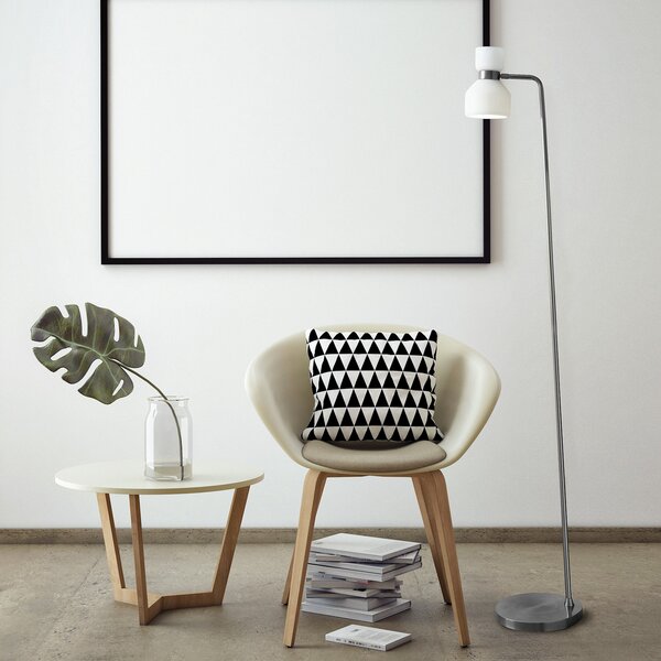 Miloox by Sforzin Lampadar Fifty, culoare oțel, sticlă alb opal, reglabil, reglabil, Metalic, Camera de zi / sufragerie, Metal, Design