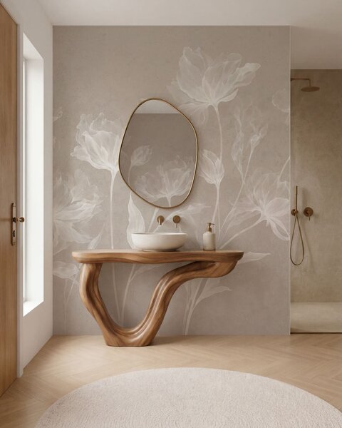Tapet Flori elegante și aerisite, cu petale translucide dispuse în straturi, pe tulpini lungi și delicate, Fototapet Flori, w05579v1 : Uwalls.ro