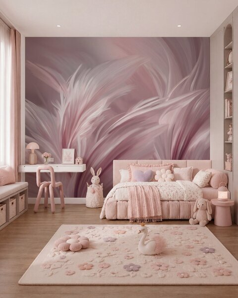 Tapet Pene elegante în nuanțe de roz, Fototapet Abstract, w05658v1 : Uwalls.ro
