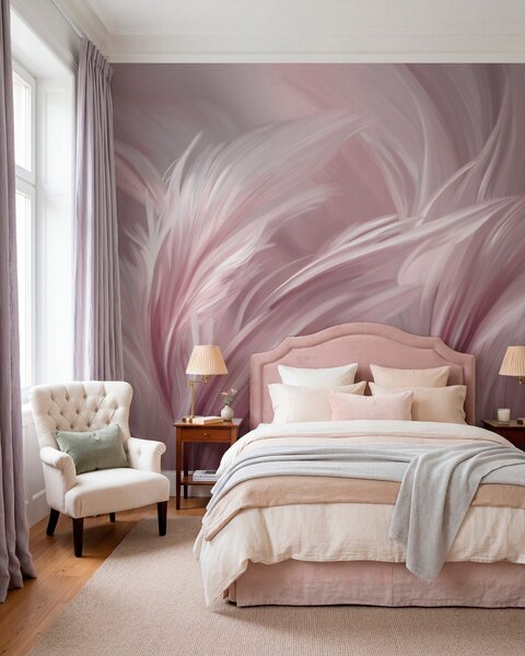 Tapet Pene elegante în nuanțe de roz, Fototapet Abstract, w05658v1 : Uwalls.ro