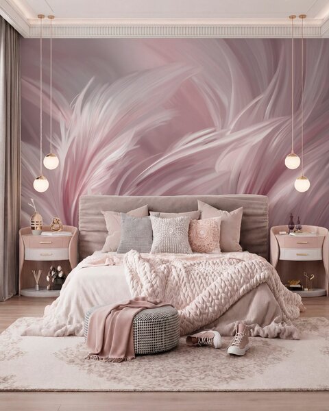Tapet Pene elegante în nuanțe de roz, Fototapet Abstract, w05658v1 : Uwalls.ro