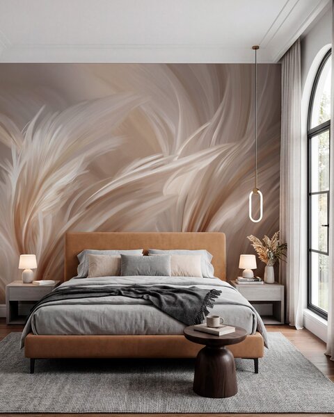 Tapet Pene elegante în nuanțe de bej și maro, Fototapet Abstract, w05658 : Uwalls.ro