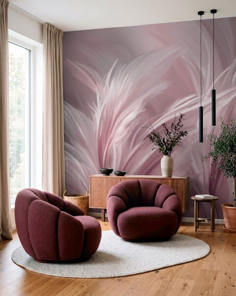 Tapet Pene elegante în nuanțe de roz, Fototapet Abstract, w05658v1 : Uwalls.ro