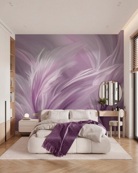 Tapet Pene elegante în nuanțe de violet, Fototapet Abstract, w05658v2 : Uwalls.ro