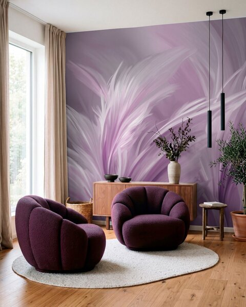Tapet Pene elegante în nuanțe de violet, Fototapet Abstract, w05658v2 : Uwalls.ro