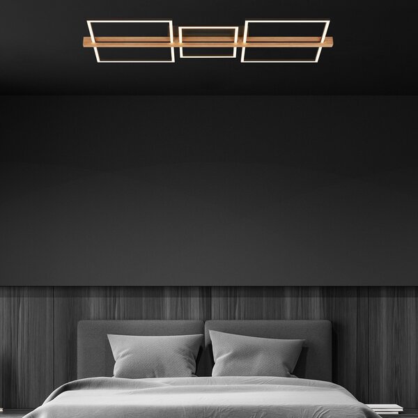 Briloner Plafonieră Moldura LED, 108x35 cm, lemn, metal, negru, reglabil, Negru, Camera de zi / sufragerie, Metal, Modern