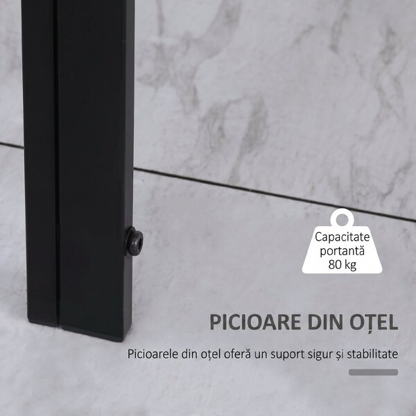 HOMCOM Masă Rectangulară pentru 4 Persoane din Metal și Sticlă Călită, 120x60x75 cm, Negru | Aosom Romania