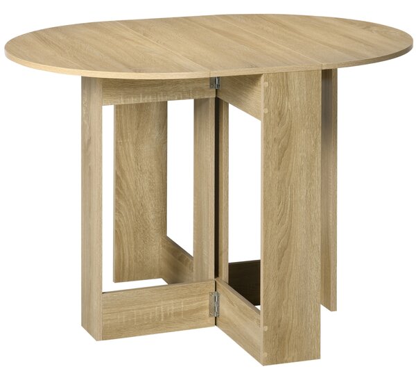 HOMCOM Masă Pliantă cu 2 Extensii Rabatabile, Masă Extensibilă cu Spațiu de Economisire, 104x76x73,7 cm, Lemn Natural | Aosom Romania