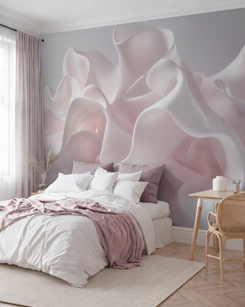 Tapet Valuri aerisite de mătase în nuanțe delicate de roz pudrat, Fototapet Abstract, w09858 : Uwalls.ro