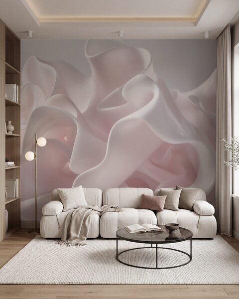 Tapet Valuri aerisite de mătase în nuanțe delicate de roz pudrat, Fototapet Abstract, w09858 : Uwalls.ro