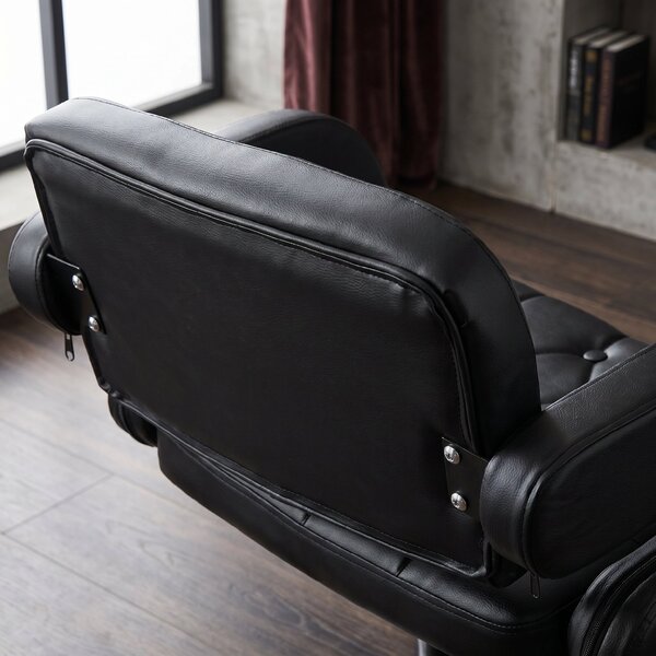 HOMCOM Scaun de Bar cu Spătar și Brațe, Scaun Modern de Bucătărie Rotativ cu Înălțime Reglabilă, 61x50x94-114 cm, Negru | Aosom Romania