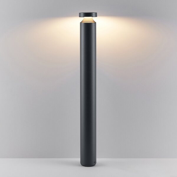 Molto Luce Bornă luminoasă LED Mona, Ø 10 cm, aluminiu, înălțime 85 reglabil, Negru, Aluminiu, Modern