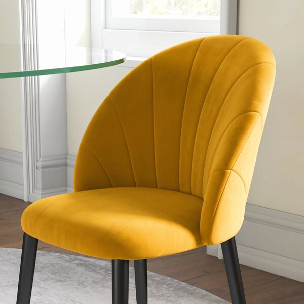 HOMCOM Set 2 Scaune de Sufragerie Tapițate cu Design Nordic și Ergonomic, 52x54x79 cm, Galben | Aosom Romania