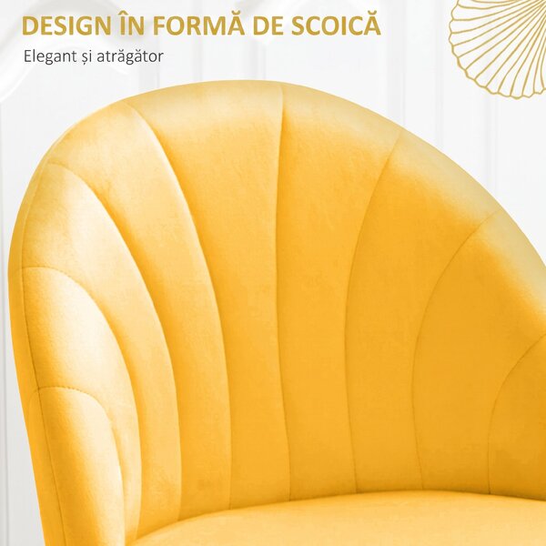HOMCOM Set 2 Scaune de Sufragerie Tapițate cu Design Nordic și Ergonomic, 52x54x79 cm, Galben | Aosom Romania