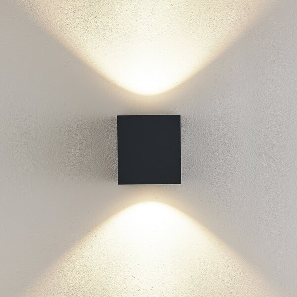 Molto Luce LED lumina de perete în aer liber Wado Double, antracit, 2, Negru, Aluminiu, Modern, Perete unghiular