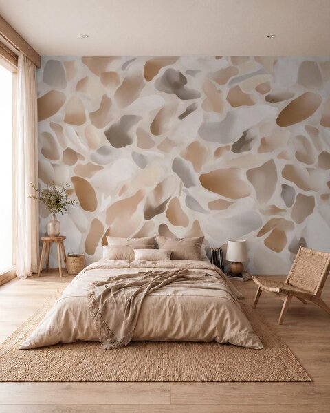 Tapet Textură abstractă de terrazzo natural, în nuanțe deschise, Terrazzo fototapet, w09933 : Uwalls.ro