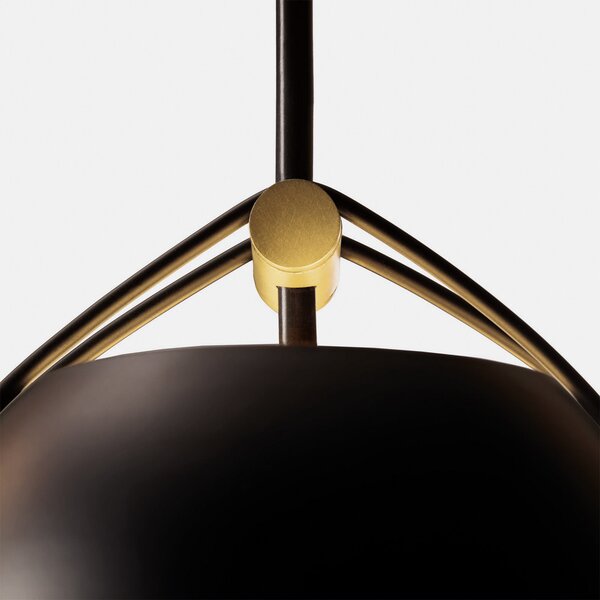 LEDS-C4 Lampă suspendată LED Napa, Ø 18 cm, negru-auriu, reglabil, Negru, Camera de zi / sufragerie, Metal