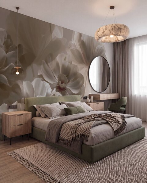 Tapet Petale de magnolie în nuanțe de crem, în stil abstract, Fototapet Flori, w09937 : Uwalls.ro