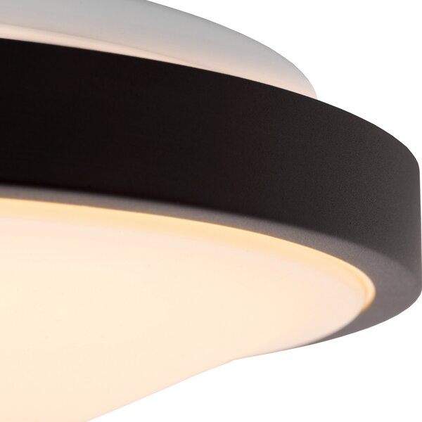 Lucide Plafonieră Dasher LED, negru, Ø 34,8 cm, 2700 K, IP44, Negru, Baie, Plastic