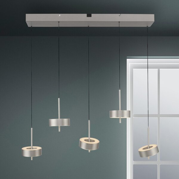 Q-Smart-Home Paul Neuhaus Lampă suspendată Q-Rotate, aluminiu 5 becuri., reglabil, Metalic, Camera de zi / sufragerie, Metal, Modern
