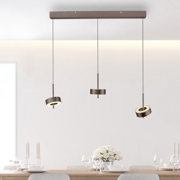 Q-Smart-Home Paul Neuhaus Lampă suspendată Q-Rotate maro închis 3 becuri, reglabil, Maro / Rugină, Camera de zi / sufragerie, Metal, Modern