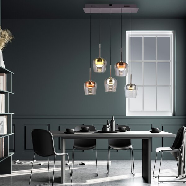 Q-Smart-Home Paul Neuhaus Lampă suspendată Q-Kon multicoloră cu 5 becuri, reglabil, Multicolor, Camera de zi / sufragerie, Metal, Modern