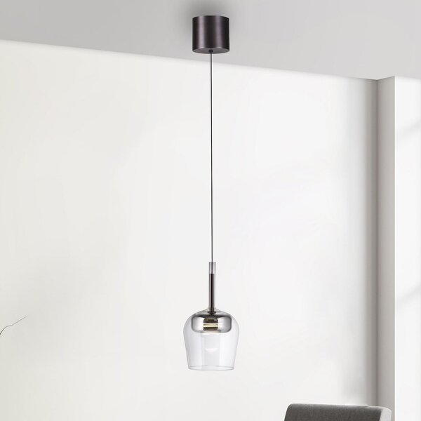 Q-Smart-Home Paul Neuhaus Lampă suspendată Q-Kon LED argintie Ø 21 cm, reglabil, Metalic, Camera de zi / sufragerie, Metal, Modern