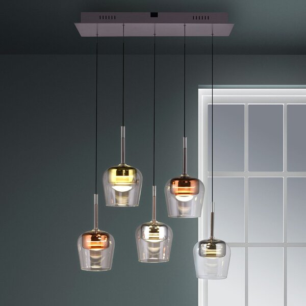 Q-Smart-Home Paul Neuhaus Lampă suspendată Q-Kon multicoloră cu 5 becuri, reglabil, Multicolor, Camera de zi / sufragerie, Metal, Modern