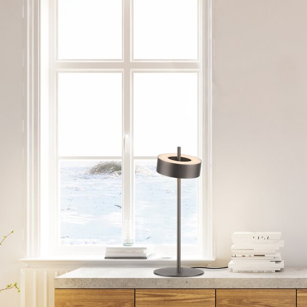 Q-Smart-Home Paul Neuhaus Lampă de masă Smart LED Q-Rotate maro închis 40 cm, reglabil, Maro / Rugină, Camera de zi / sufragerie, Metal, Modern
